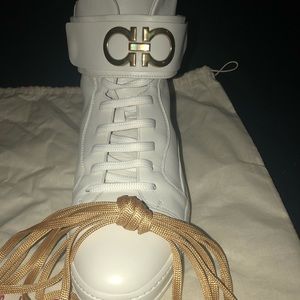 Cream Ferragamo High Top Bianco Nappa’s